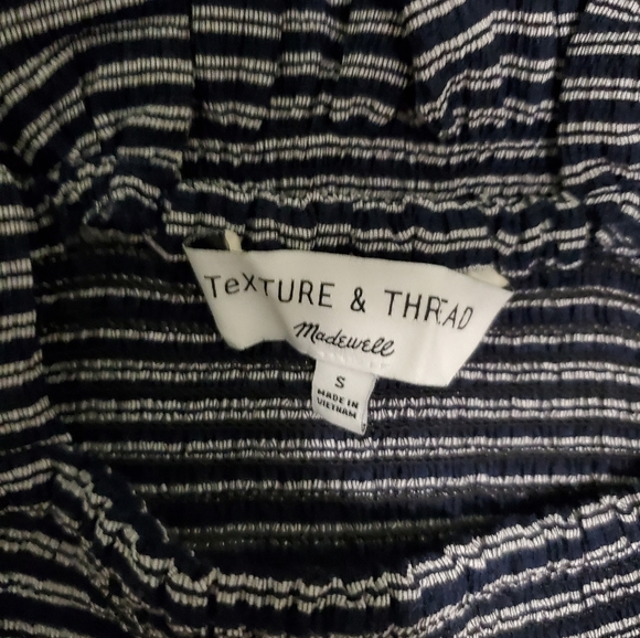 Madewell Texture & Thread smocked peplum black and white stripes tank top - Picture 8 of 11